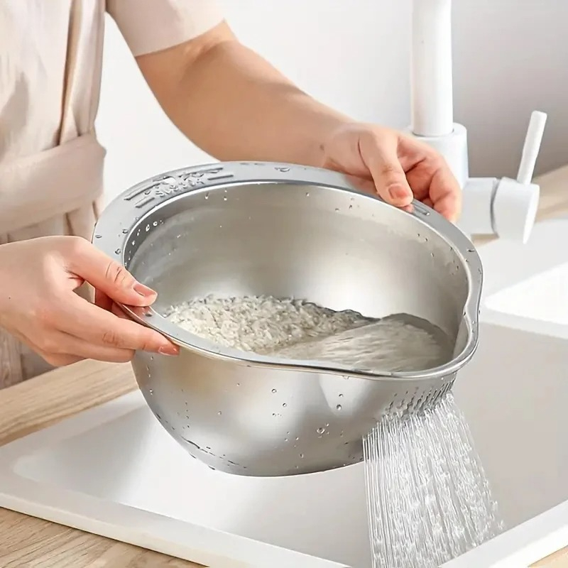 Meal Prep With Rice - Ciotola Scolapasta in Acciaio Inossidabile Antiruggine